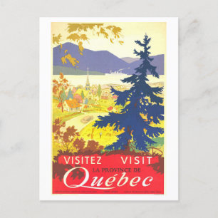 Vintage Travel Poster für Quebec Postkarte