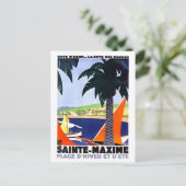 Vintage Travel Poster für Sainte-Maxime, Frankreic Postkarte (Stehend Vorderseite)