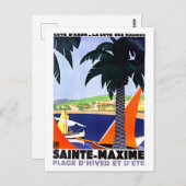 Vintage Travel Poster für Sainte-Maxime, Frankreic Postkarte (Vorne/Hinten)