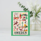 Vintage Travel Poster für Schweden Postkarte (Stehend Vorderseite)