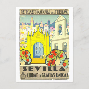 Vintage Travel Poster für Sevilla in Spanien Postkarte