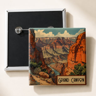 Vintage Travel Poster Grand Canyon Colorado River Button