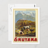Vintage Travel Poster, Gruyere Postkarte (Vorne/Hinten)