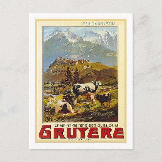 Vintage Travel Poster, Gruyere Postkarte (Vorderseite)