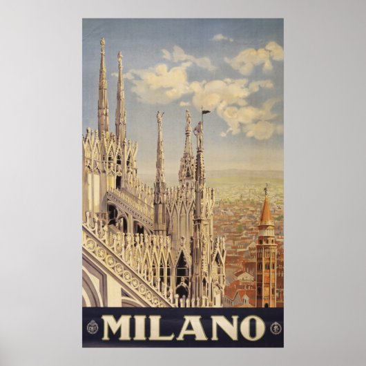 Vintage Travel Poster in Mailand, Italien (Vorne)