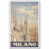 Vintage Travel Poster in Mailand, Italien Aufkleber (Vorderseite)