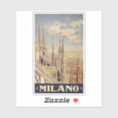 Vintage Travel Poster in Mailand, Italien Aufkleber (Blatt)