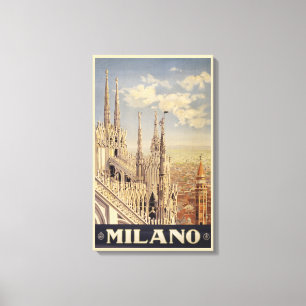 Vintage Travel Poster in Mailand, Italien Leinwanddruck