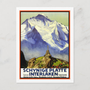 Vintage Travel Poster, Interlaken Postkarte