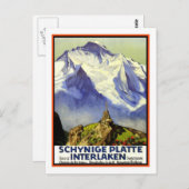 Vintage Travel Poster, Interlaken Postkarte (Vorne/Hinten)