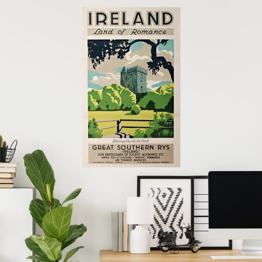 Vintage Travel Poster Irland Schloss Blarney (Heimbüro)