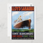 Vintage Travel Poster: Italienischer Ocean Liner Postkarte (Vorne/Hinten)