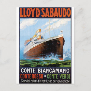 Vintage Travel Poster: Italienischer Ocean Liner Postkarte