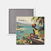 Vintage Travel Poster Jamaikanerin Magnet (Vorderseite/Rückseite)