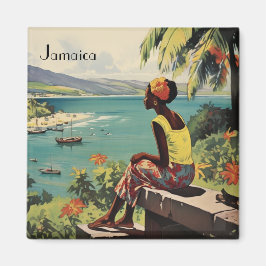 Vintage Travel Poster Jamaikanerin Magnet