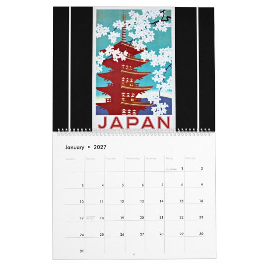 Vintage Travel Poster Kalender (Jan 2027)
