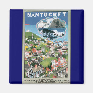 Vintage Travel Poster, Karte Nantucket Island, MA Magnet