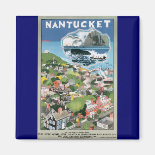 Vintage Travel Poster, Karte von Nantucket Island, Magnet