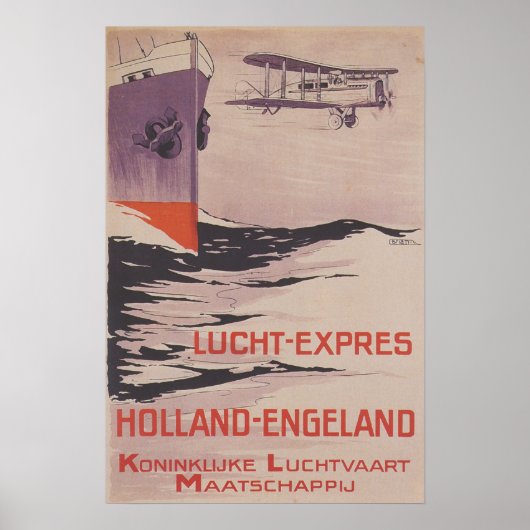 Vintage Travel Poster KLM Lucht Express Poster (Vorne)