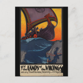 Vintage Travel Poster Land der Wikinger Postkarte
