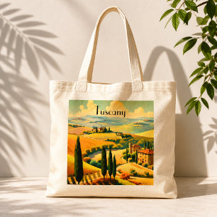 Vintage Travel Poster Landschaft der Toskana Tragetasche