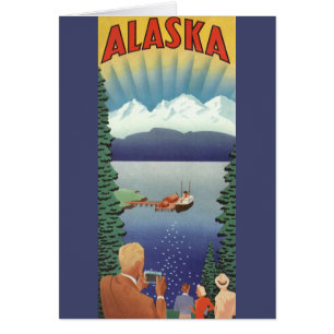 Vintage Travel Poster, Landschaftliche Alaska Land