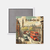 Vintage Travel Poster London City Centre Magnet (Vorderseite/Rückseite)
