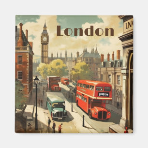 Vintage Travel Poster London City Centre Magnet