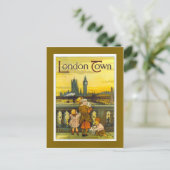 Vintage travel poster, London Town, Postkarte (Stehend Vorderseite)