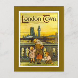 Vintage travel poster, London Town, Postkarte