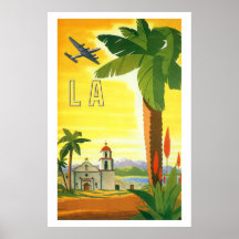 Vintage Travel Poster, Los Angeles, Kalifornien