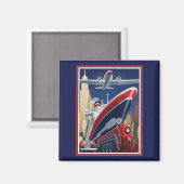 Vintage Travel Poster Magnet (Vorderseite/Rückseite)