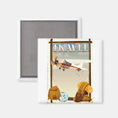 Vintage Travel Poster Magnet (Vorderseite/Rückseite)