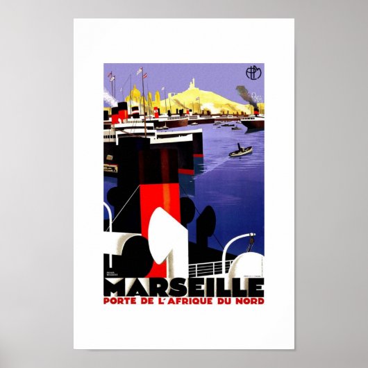 Vintage Travel Poster Marseille (Vorne)