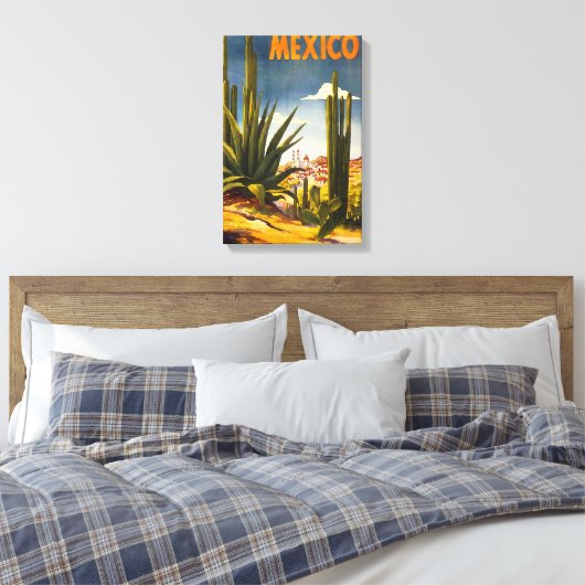 Vintage Travel Poster Mexico Leinwanddruck (Insitu (Schlafzimmer))