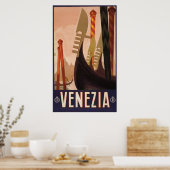 Vintage Travel Poster mit einem Kanal in Venedig (Küche)