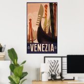 Vintage Travel Poster mit einem Kanal in Venedig (Heimbüro)