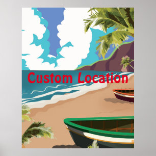 Vintage Travel Poster mit individueller Lage