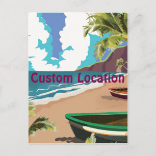 Vintage Travel Poster mit individueller Lage Postkarte