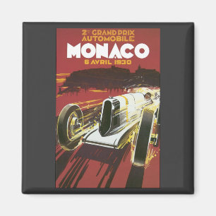 Vintage Travel Poster, Monaco Grand Prix Auto Race Magnet