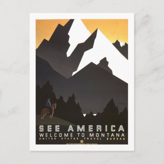 Vintage Travel Poster, Montana Postkarte (Vorderseite)