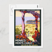 Vintage Travel Poster, Monte Carlo Postkarte (Vorne/Hinten)