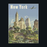 Vintage Travel Poster New York City Central Park Postkarte<br><div class="desc">Ein altes Reiseplakat der New Yorker Skyline vom Central Park.</div>