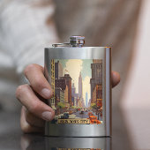 Vintage Travel Poster New York Flachmann