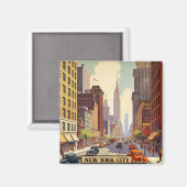 Vintage Travel Poster New York Magnet (Vorderseite/Rückseite)