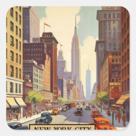 Vintage Travel Poster New York Quadratischer Aufkleber