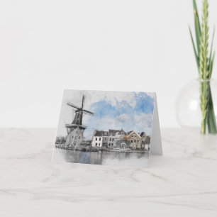 Vintage Travel Poster (Niederlande) und Mühle Dankeskarte