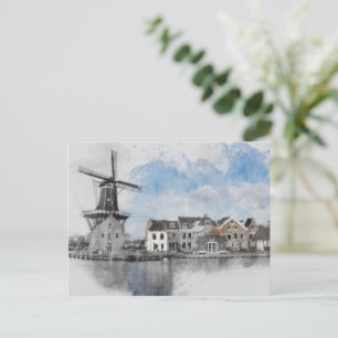 Vintage Travel Poster (Niederlande) und Mühle Feiertagspostkarte