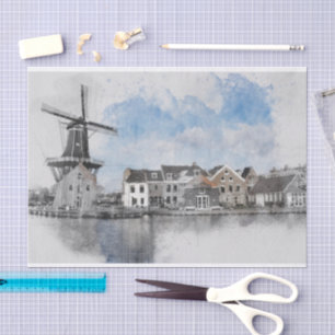 Vintage Travel Poster (Niederlande) und Mühle Seidenpapier