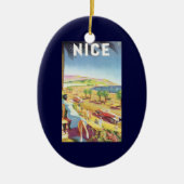 Vintage Travel Poster, Nizza, Côte d'Azur Keramikornament (Vorne)
